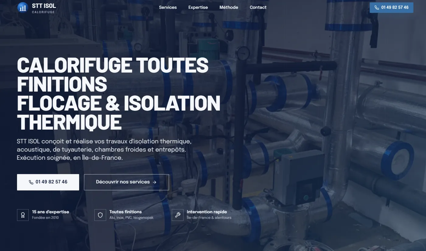 Site vitrine créé par Mira pour un artisan en isolation