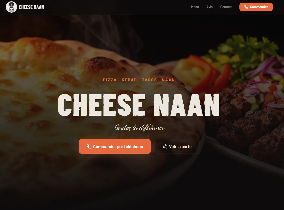 Site vitrine créé par Mira pour un restaurant indien